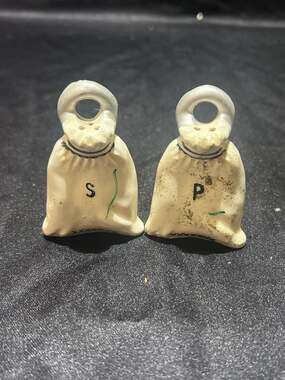 Vintage Flour Sack Salt and Pepper Shaker Set - ,